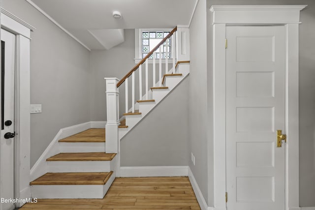 56 Perrine Ave, Pittsfield, MA 01201 - stairs with wood-type flooring and baseboards