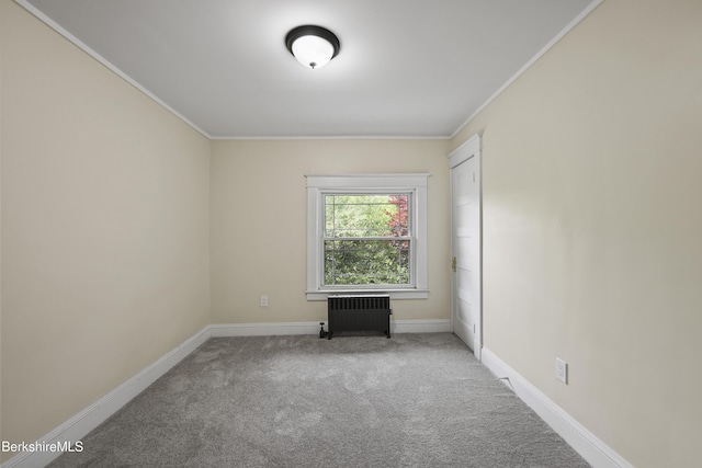 56 Perrine Ave, Pittsfield, MA 01201 - spare room featuring radiator, carpet flooring, and crown molding
