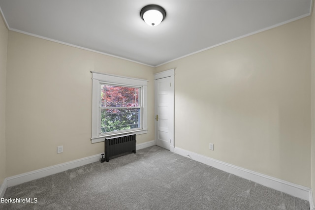 56 Perrine Ave, Pittsfield, MA 01201 - spare room with radiator, carpet flooring, and ornamental molding