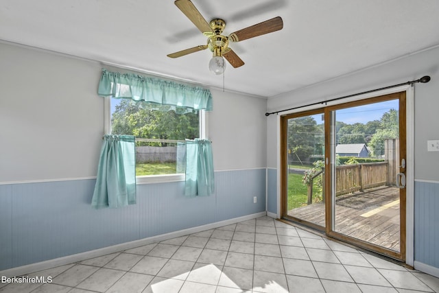 36 Dalton Division Rd, Dalton, MA 01226 - unfurnished room featuring wainscoting, a ceiling fan, and wood walls