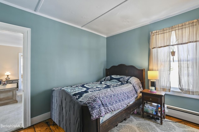 bedroom featuring a baseboard radiator