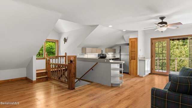 173 Hillsdale Rd, Egremont, MA 01258 - office area featuring an AC wall unit, healthy amount of natural light, light wood finished floors, and lofted ceiling