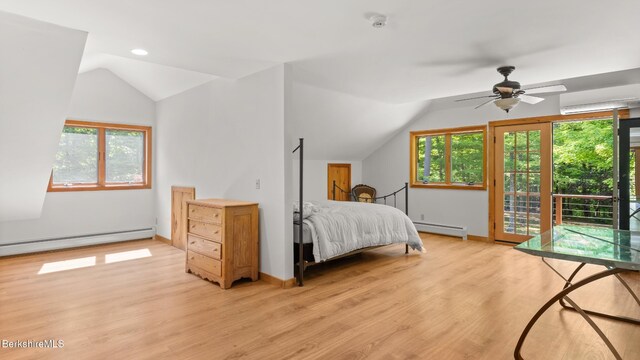 173 Hillsdale Rd, Egremont, MA 01258 - bedroom with lofted ceiling, baseboard heating, access to outside, multiple windows, and recessed lighting