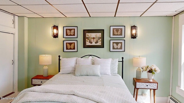 208 Columbia St, Adams, MA 01220 - bedroom featuring a paneled ceiling and baseboard heating