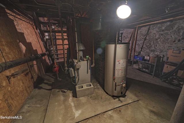 utility room with gas water heater