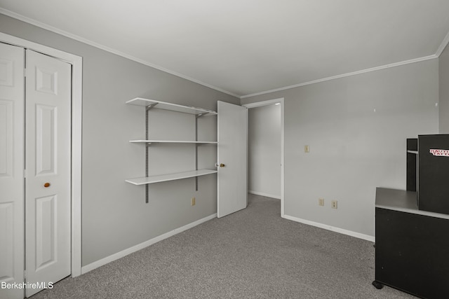 881 Holmes Rd, Pittsfield, MA 01201 - unfurnished bedroom with baseboards, carpet floors, and ornamental molding