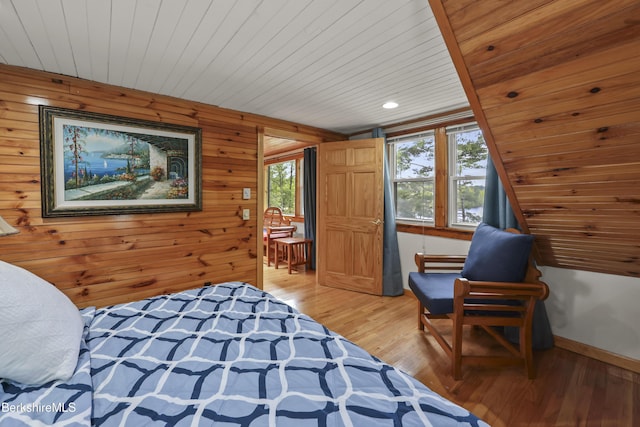123 Bock Way, New Marlborough, MA 01230 - bedroom with light wood finished floors, wooden walls, wooden ceiling, and recessed lighting