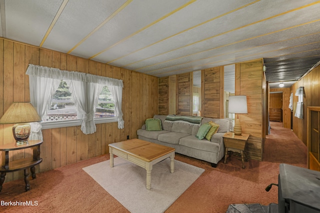 159 Black Brook Rd, Savoy, MA 01256 - carpeted living room with wooden walls