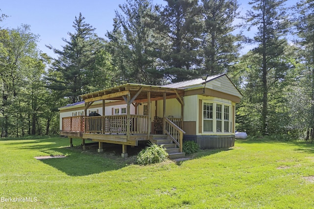 159 Black Brook Rd, Savoy, MA 01256 - view of front of home with a front lawn and a wooden deck