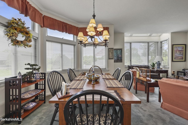 770 Summer St Unit 3A, Lee, MA 01238 - dining room with carpet floors, a chandelier, and plenty of natural light