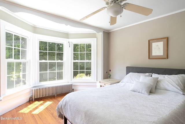 311 N Plain Rd, Great Barrington, MA 01236 - bedroom with radiator heating unit, wood finished floors, crown molding, and ceiling fan