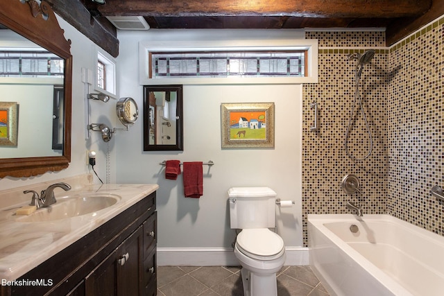 311 N Plain Rd, Great Barrington, MA 01236 - full bath with vanity, tile patterned floors, toilet, and shower / bathtub combination