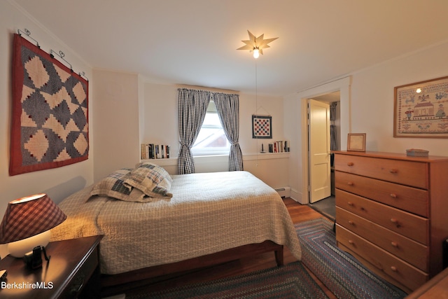 49 Main St, Stockbridge, MA 01262 - bedroom with dark wood-style floors and a baseboard heating unit