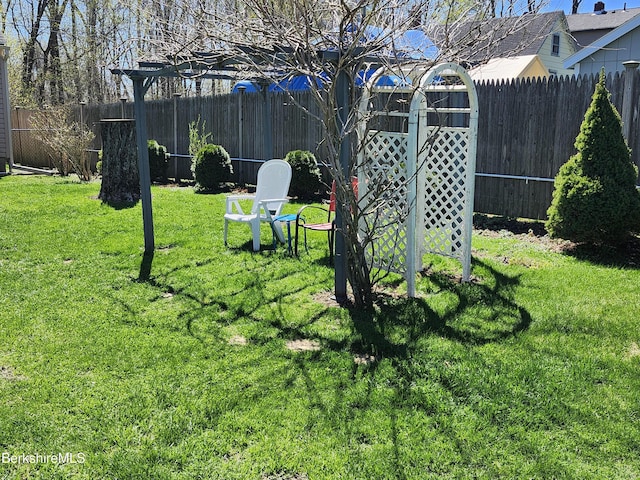 view of yard with a fenced backyard
