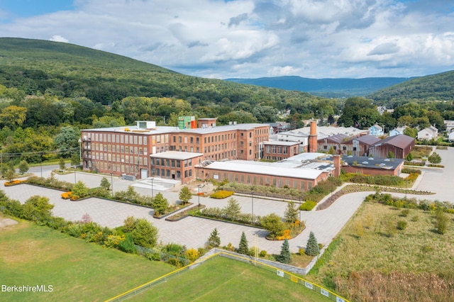 drone / aerial view with a mountain view