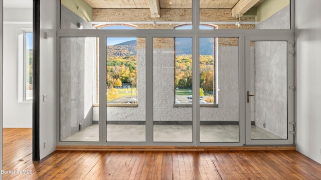 doorway with wood-type flooring