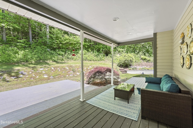 83 Bradley St, North Adams, MA 01247 - wooden terrace featuring an outdoor hangout area