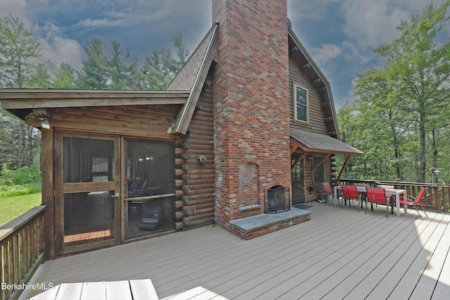 235 Algerie Rd, Becket, MA 01223 - wooden deck featuring outdoor dining area