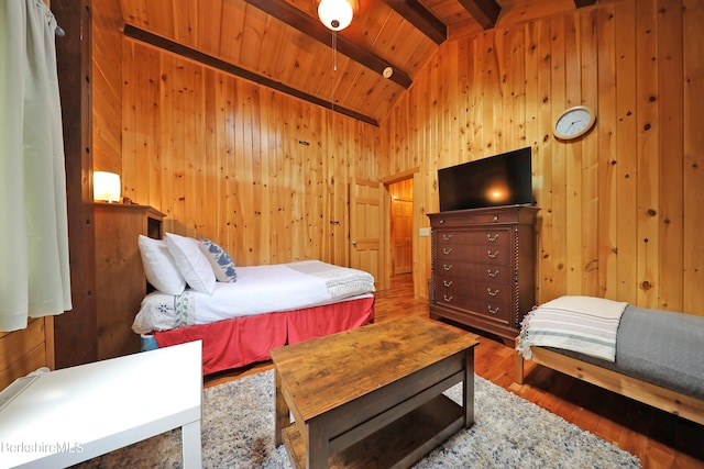 235 Algerie Rd, Becket, MA 01223 - bedroom with wood walls, wooden ceiling, and wood finished floors