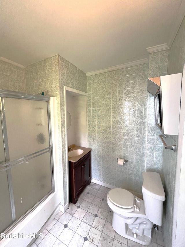 22 Marietta St, North Adams, MA 01247 - bathroom with vanity, tile patterned floors, and crown molding