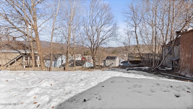 view of yard covered in snow