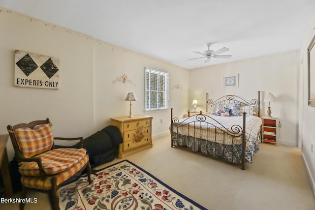 bedroom with carpet and ceiling fan