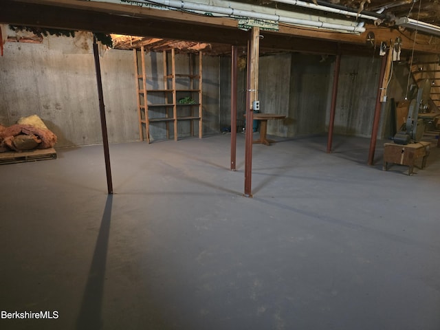 view of unfinished basement