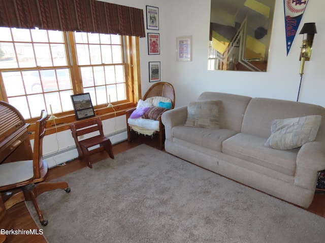 living room with wood finished floors