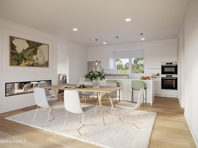 dining room with light hardwood / wood-style flooring