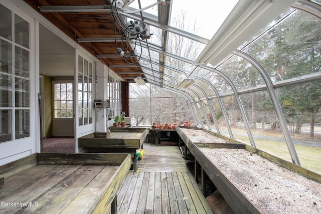 view of unfurnished sunroom