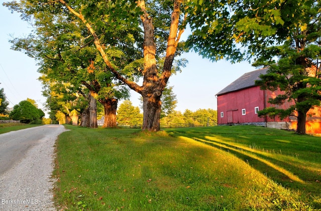 764 E Hill Rd, New Marlborough, MA 01230 - view of green lawn with a barn and an outbuilding
