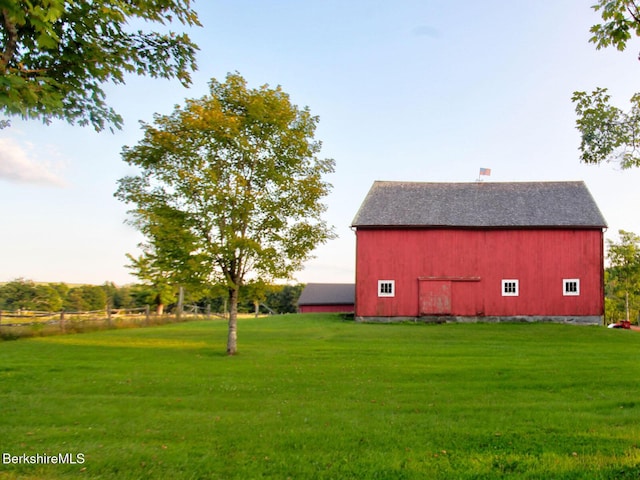 764 E Hill Rd, New Marlborough, MA 01230 - view of barn featuring a yard