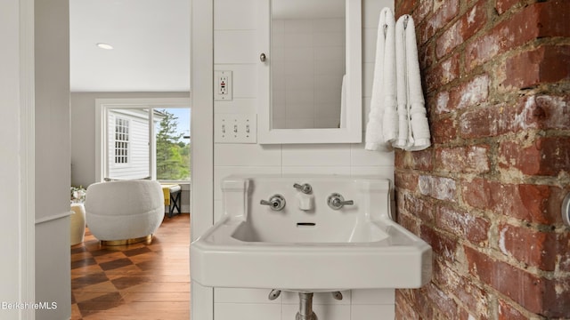 764 E Hill Rd, New Marlborough, MA 01230 - bathroom featuring wood finished floors and a sink