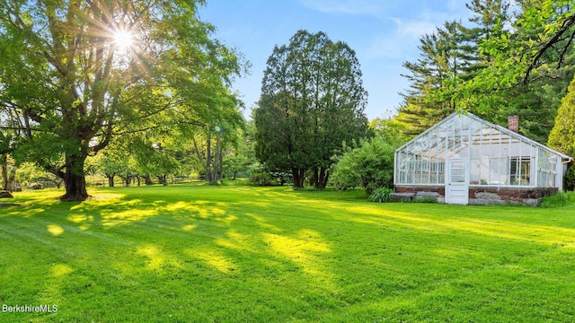 764 E Hill Rd, New Marlborough, MA 01230 - view of grassy yard featuring an exterior structure and an outdoor structure