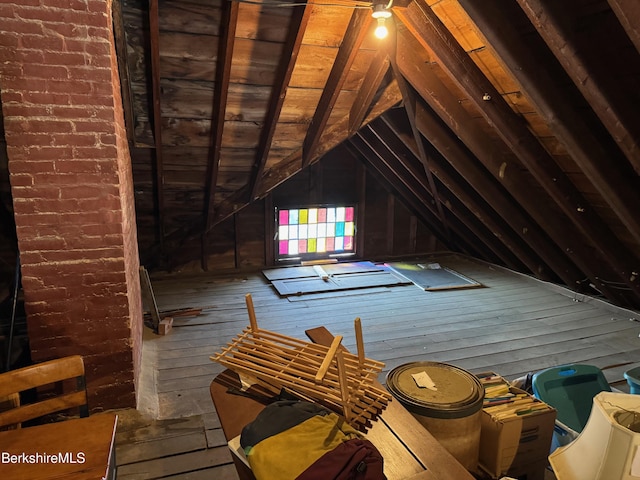 view of unfinished attic