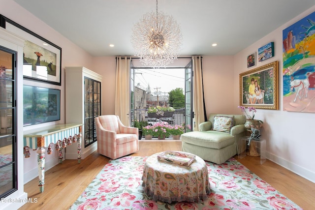 34 Bridge St, Great Barrington, MA 01230 - living area with a chandelier, wood finished floors, and recessed lighting
