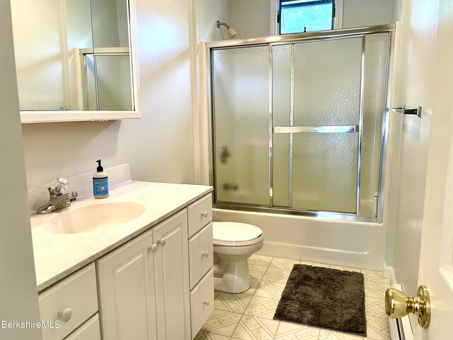 50 Walden Ln, Pittsfield, MA 01201 - full bathroom with vanity, shower / bath combination with glass door, and tile patterned floors