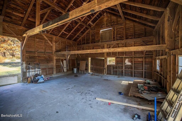 misc room featuring high vaulted ceiling