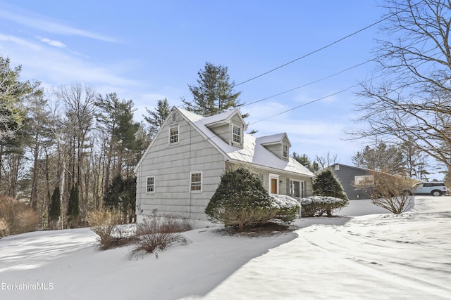 view of snow covered exterior