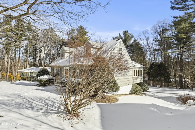 view of snowy exterior