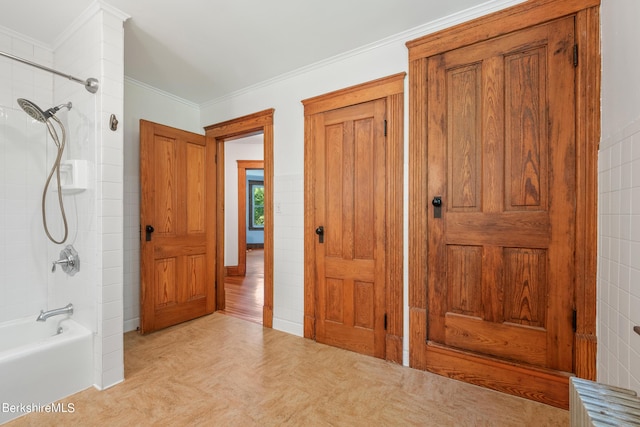 interior space with crown molding