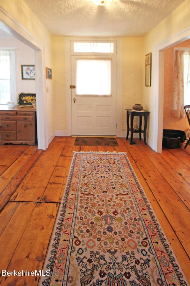 196 Huntington Rd, Worthington, MA 01098 - entryway featuring a textured ceiling, hardwood / wood-style floors, and healthy amount of natural light
