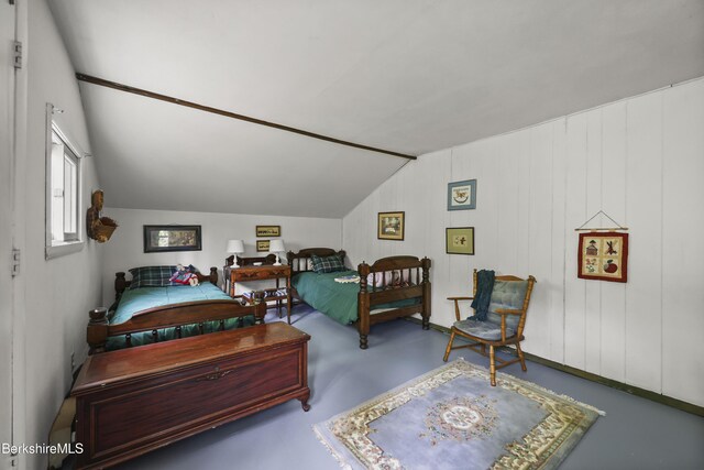 203 Main St, Hancock, MA 01237 - bedroom with vaulted ceiling and finished concrete floors