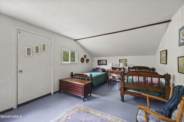 203 Main St, Hancock, MA 01237 - bedroom with vaulted ceiling and finished concrete flooring