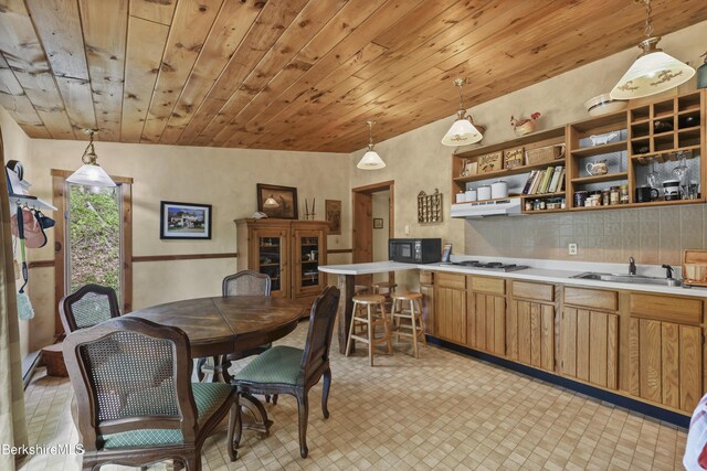 203 Main St, Hancock, MA 01237 - dining space with wood ceiling