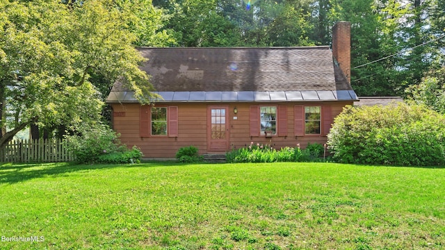 147 Hurlburt Rd, Great Barrington, MA 01230 - view of property exterior featuring a standing seam roof, a chimney, and metal roof