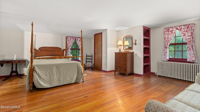 147 Hurlburt Rd, Great Barrington, MA 01230 - bedroom with radiator heating unit, wood finished floors, and baseboards