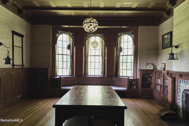 319 Under Mountain Rd, Lenox, MA 01240 - dining room with dark wood-type flooring and beam ceiling