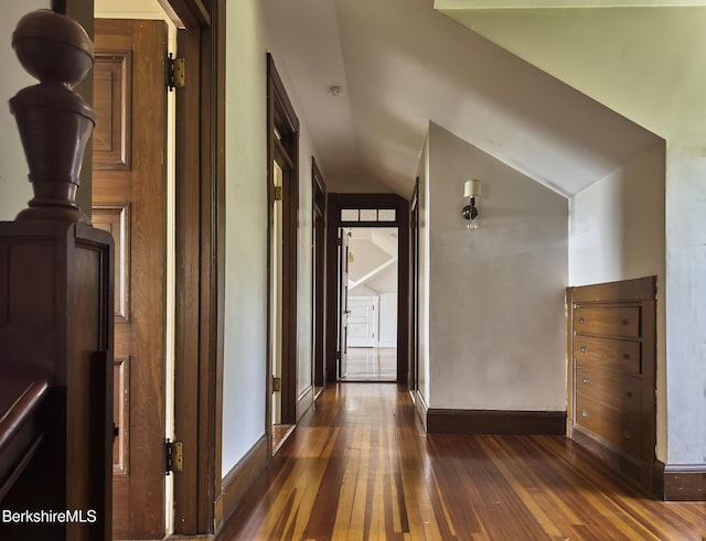 319 Under Mountain Rd, Lenox, MA 01240 - hallway featuring vaulted ceiling and dark wood finished floors