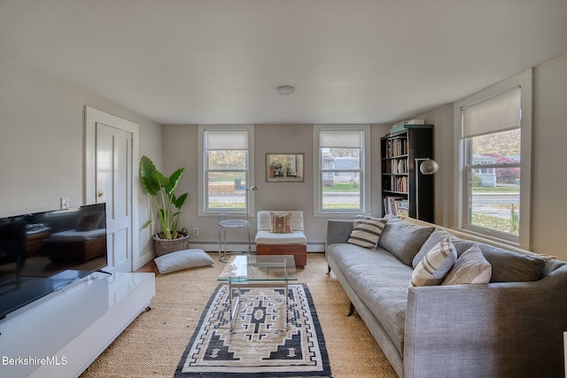 living room featuring a baseboard radiator